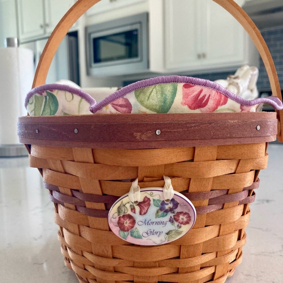 LONGABERGER Basket Morning Glory Handwoven 2000 May Series Fabric Liner Plastic - Picture 3 of 16